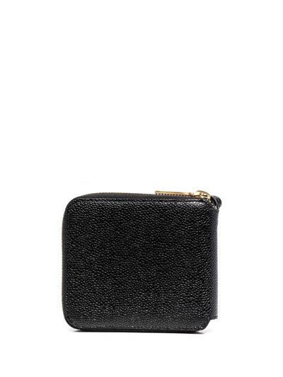 Thom Browne 4-bar Debossed Compact Wallet In Black