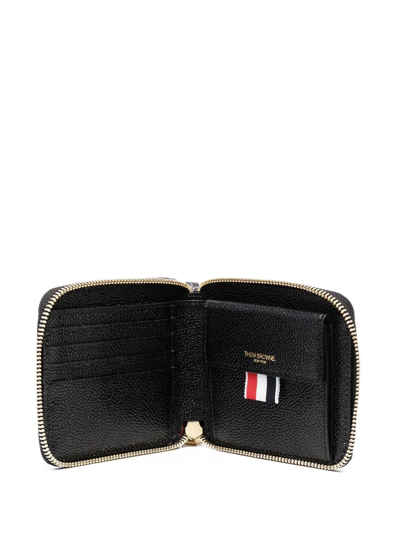 Thom Browne 4-bar Debossed Compact Wallet In Black