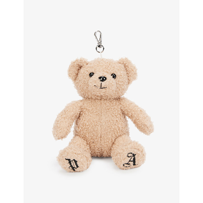Shop Palm Angels Bear Faux-shearling Keyring In Brown Black
