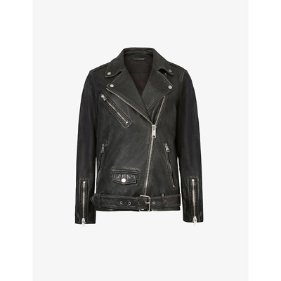 Shop Allsaints Women's Black Billie Leather Biker Jacket
