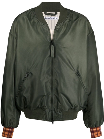 Shop Acne Studios Zipped-up Bomber Jacket In Grün