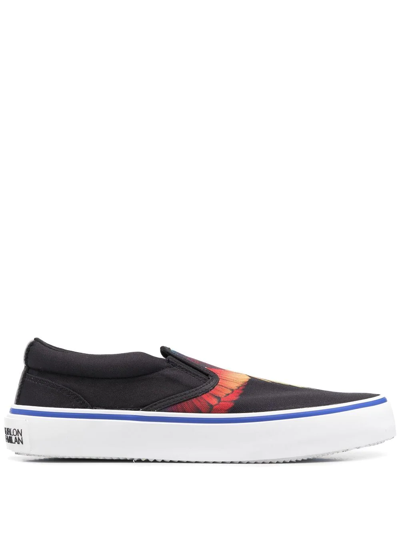 Shop Marcelo Burlon County Of Milan Wings-print Slip-on Sneakers In Black