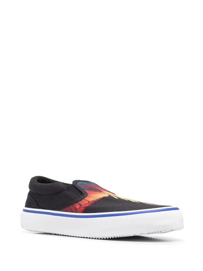 Shop Marcelo Burlon County Of Milan Wings-print Slip-on Sneakers In Black