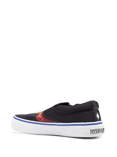 Shop Marcelo Burlon County Of Milan Wings-print Slip-on Sneakers In Black