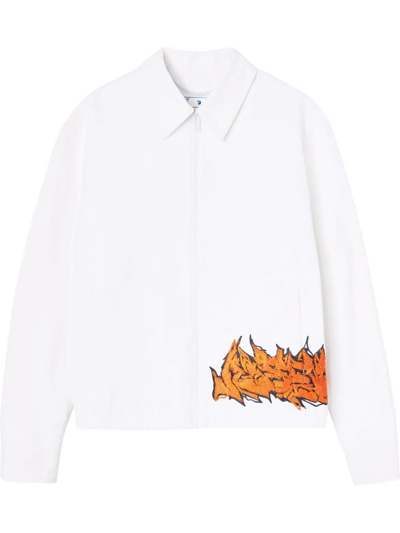 Shop Off-white Logo-print Harrington Jacket In White