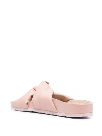 Shop Love Moschino Knot-detail Slides In Rosa