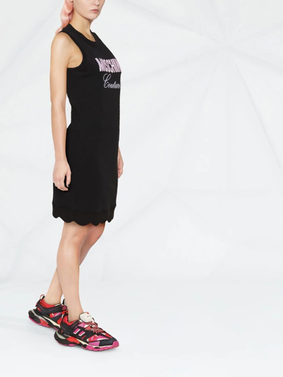 Shop Moschino Embroidered-logo Sleeveless Dress In Schwarz