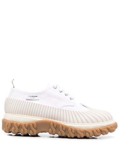 Shop Thom Browne Molded-sole Lace-up Duck Shoes In Weiss