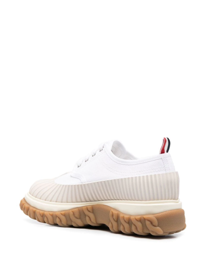 Shop Thom Browne Molded-sole Lace-up Duck Shoes In Weiss