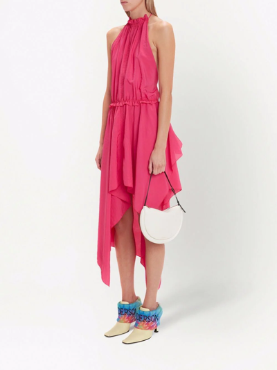 Shop Jw Anderson Asymmetric Halterneck Midi Dress In Pink