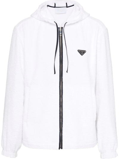Shop Prada Terrycloth Blouson Jacket In White