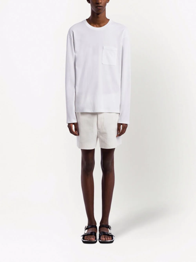 Shop Prada Long-sleeve Cotton T-shirt In White