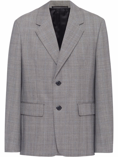Shop Prada Single-breasted Wool Jacket In Grey