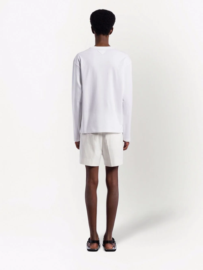 Shop Prada Long-sleeve Cotton T-shirt In White