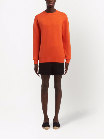Shop Prada Knitted Cashmere Jumper In Orange