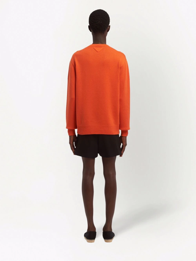 Shop Prada Knitted Cashmere Jumper In Orange