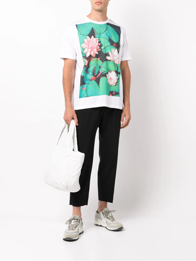 Shop Junya Watanabe Waterlily Cotton T-shirt In Weiss