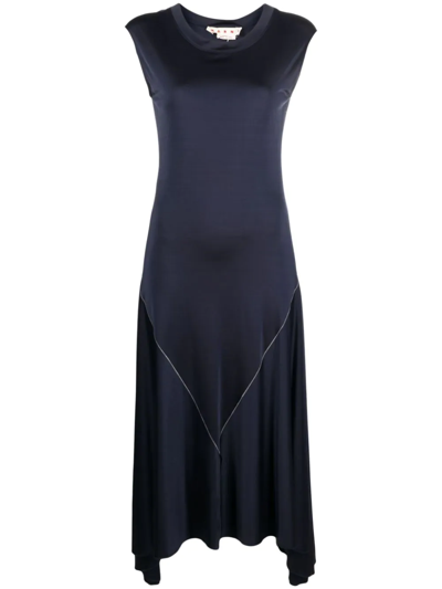 Shop Marni Sleeveless Flared Dress In Blue