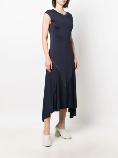 Shop Marni Sleeveless Flared Dress In Blue