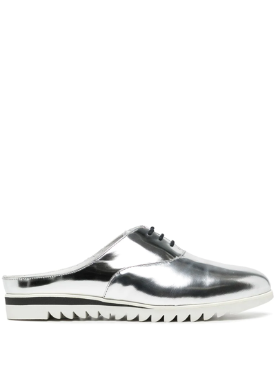Shop Onitsuka Tiger Leather Oxford Slippers In Silver