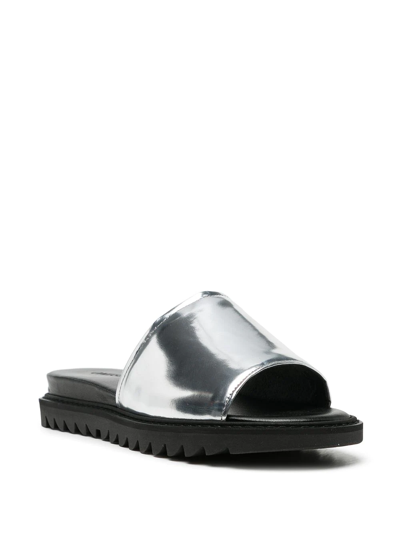 Shop Onitsuka Tiger Slider-s Metallic Sandals In Silver