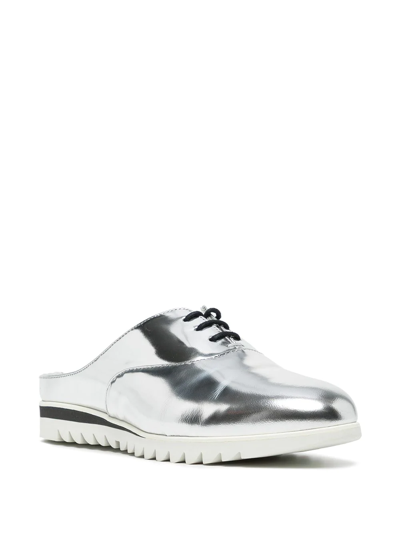 Shop Onitsuka Tiger Leather Oxford Slippers In Silver