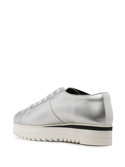 Shop Onitsuka Tiger Metallic Leather Lace-up Shoes In Silver