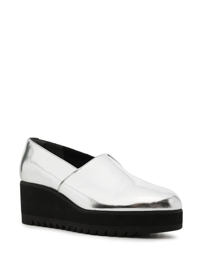 Shop Onitsuka Tiger Wedge-s Patent Leather Loafers In Silver