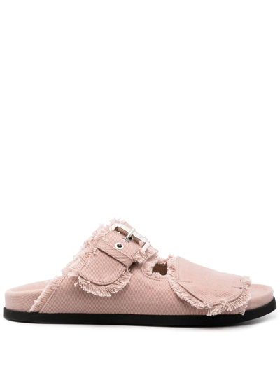 Shop N°21 Frayed-edge Buckled Sandals In Pink