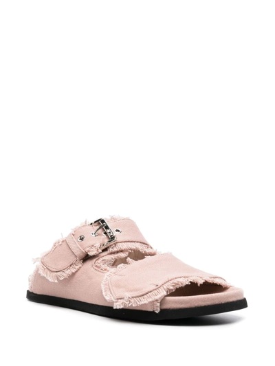 N°21 Frayed-edge Buckled Sandals In Pink