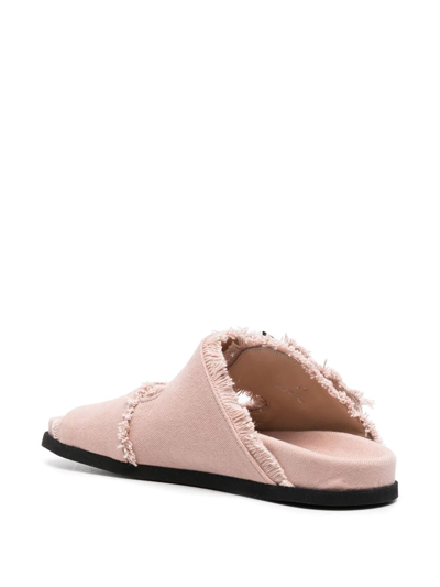 N°21 Frayed-edge Buckled Sandals In Pink