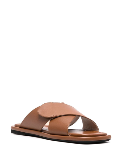 Shop N°21 Logo Plaque Cross-strap Sandals In Brown