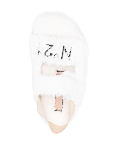 Shop N°21 Logo-embroidered Fussbett Sandals In White