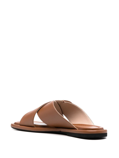 Shop N°21 Logo Plaque Cross-strap Sandals In Brown