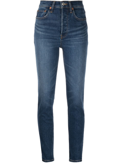 Shop Re/done 90s High-rise Skinny Jeans In Blue