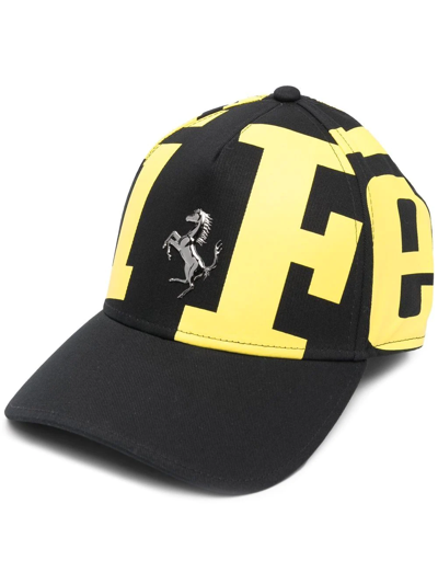 Shop Ferrari Logo-print Baseball Cap In Schwarz
