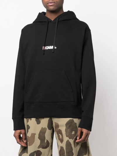 Shop Oamc Logo-print Hoodie In Schwarz