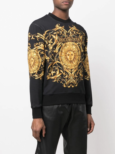 Shop Versace Jeans Couture Garland Sun-print Sweatshirt In Black