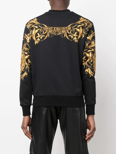 Shop Versace Jeans Couture Garland Sun-print Sweatshirt In Black