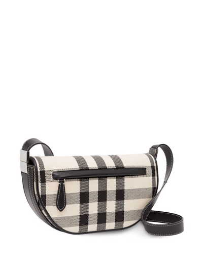 Shop Burberry Olympia Check Shoulder Bag In Neutrals
