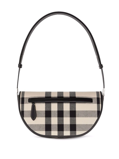 Shop Burberry Olympia Check Shoulder Bag In Neutrals