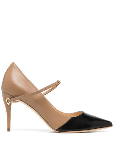 Shop Jennifer Chamandi Colour Block Heeled Pumps In Braun