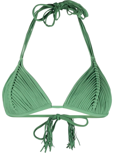 Shop Pq Swim Pleated Triangle Bikini Top In Grün