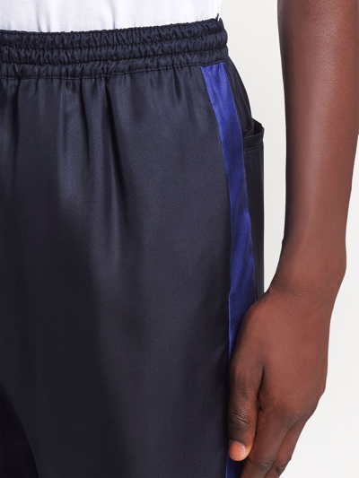 Shop Prada Side Stripe Tapered Track Pants In Blue