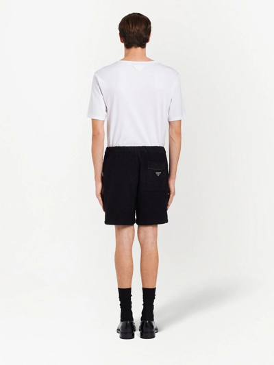 Shop Prada Logo-plaque Terry-cloth Shorts In Black