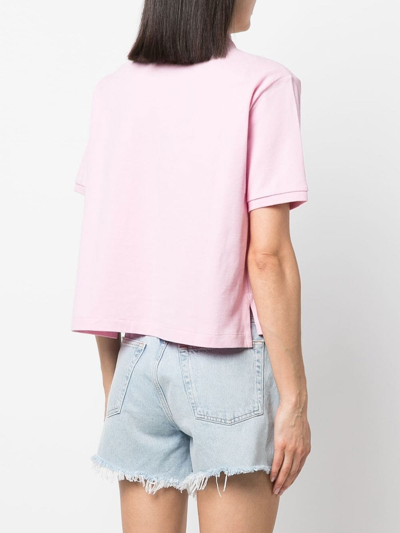 Shop Polo Ralph Lauren Cropped Short Sleeve Polo Shirt In Rosa