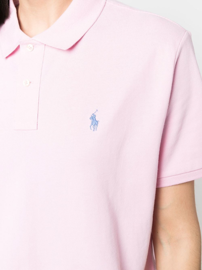 Shop Polo Ralph Lauren Cropped Short Sleeve Polo Shirt In Rosa