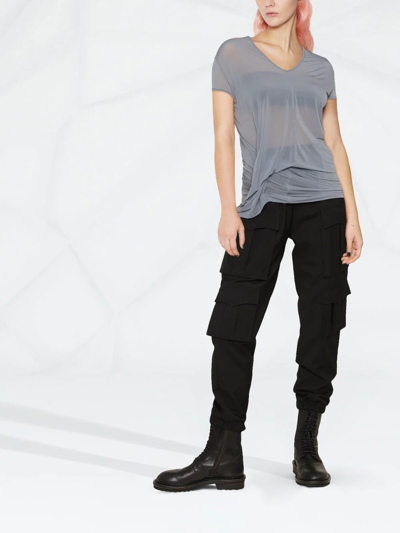 Rick Owens Gathered-waist T-shirt In Blau