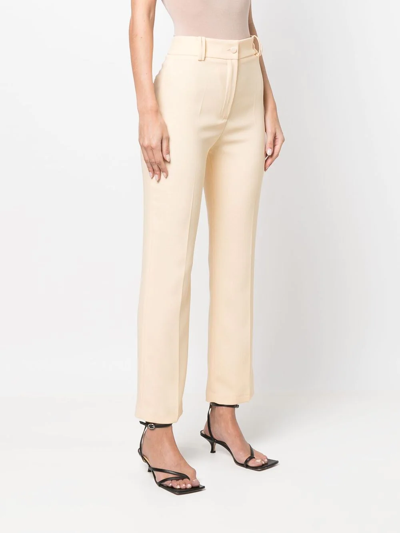 Shop Hebe Studio Tailored High-waisted Trousers In Nude