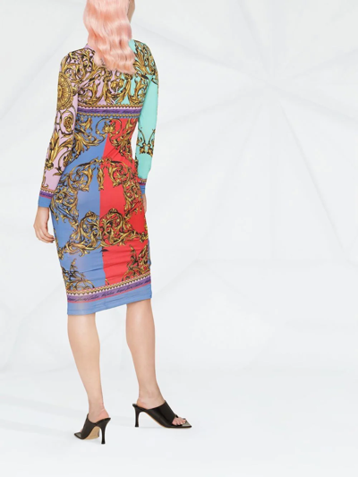 Versace Jeans Couture Garland Sun Regalia Baroque Midi Dress In Multicolor  | ModeSens